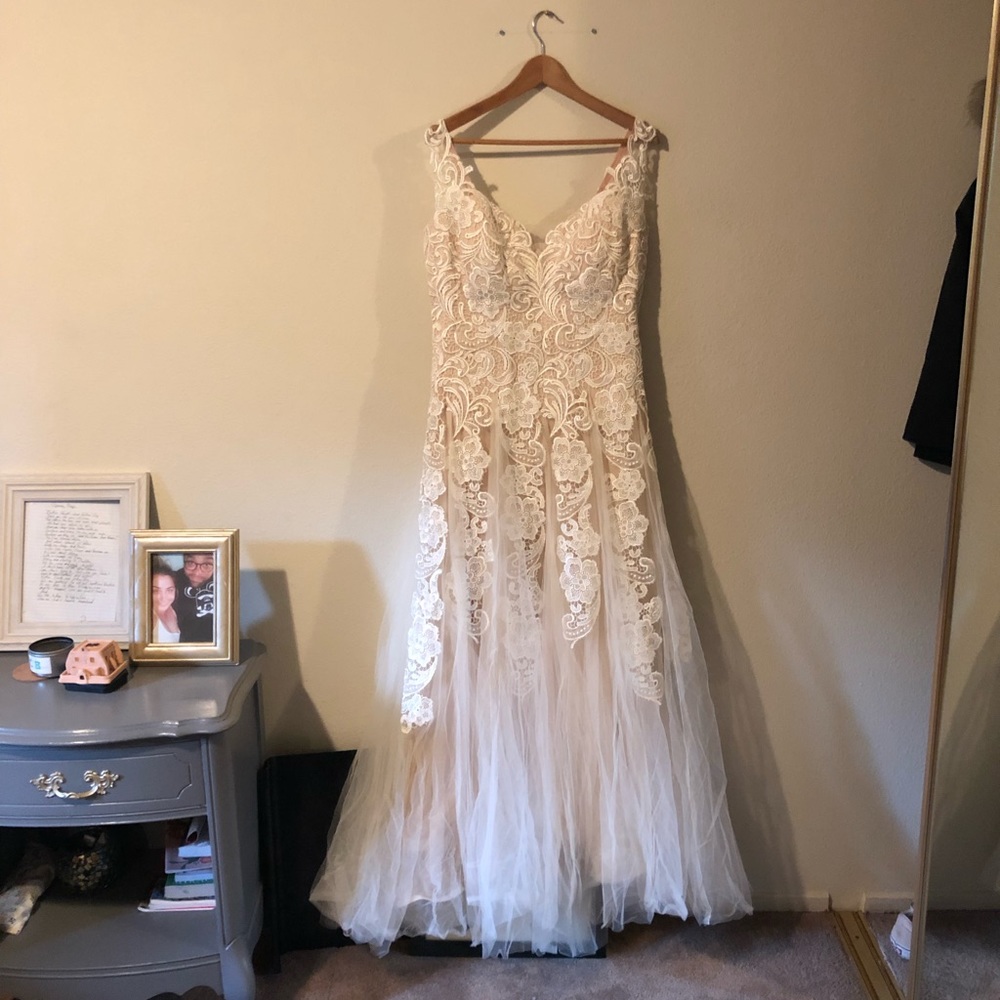 Off white lace floral wedding dress